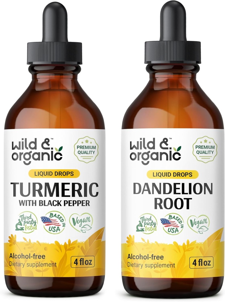 Tintura Acúrmica Selvagem e Orgânica 4 fl oz & Dandelion Root Tintura 4 fl oz