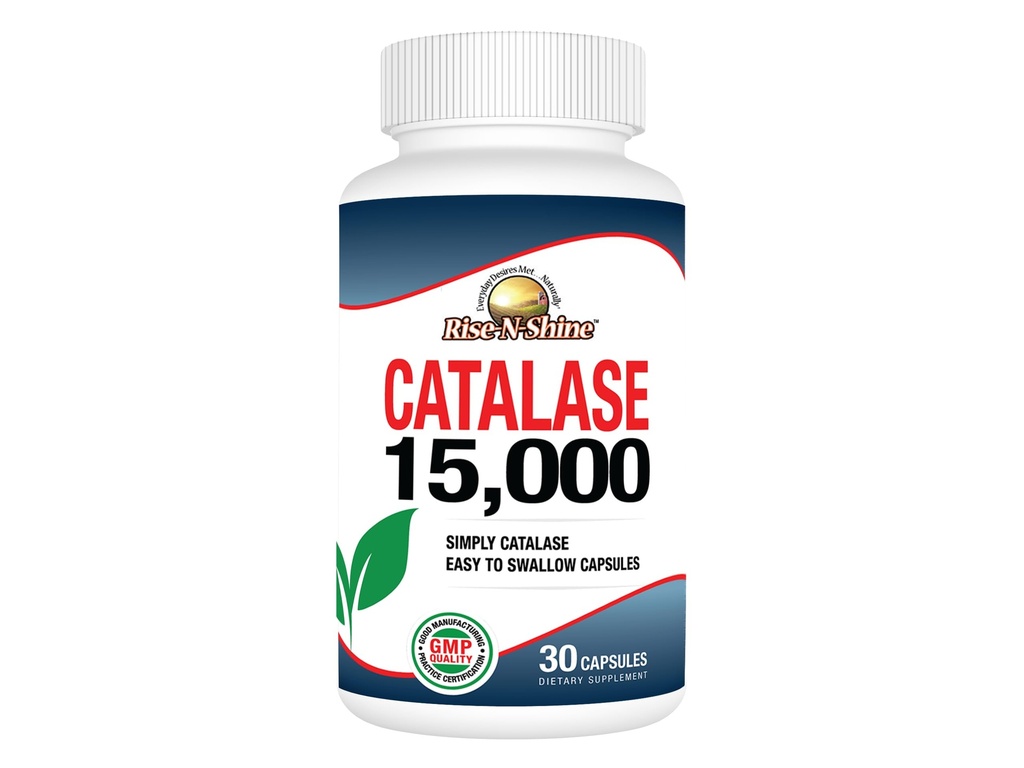 Rise-N-Shine Catalase Suplemento 15.000 - Enzima antioxidante poderosa para o suporte de saúde do cabelo- Suplementos de cabelo para suporte de cabelo forte - 30 Cápsulas