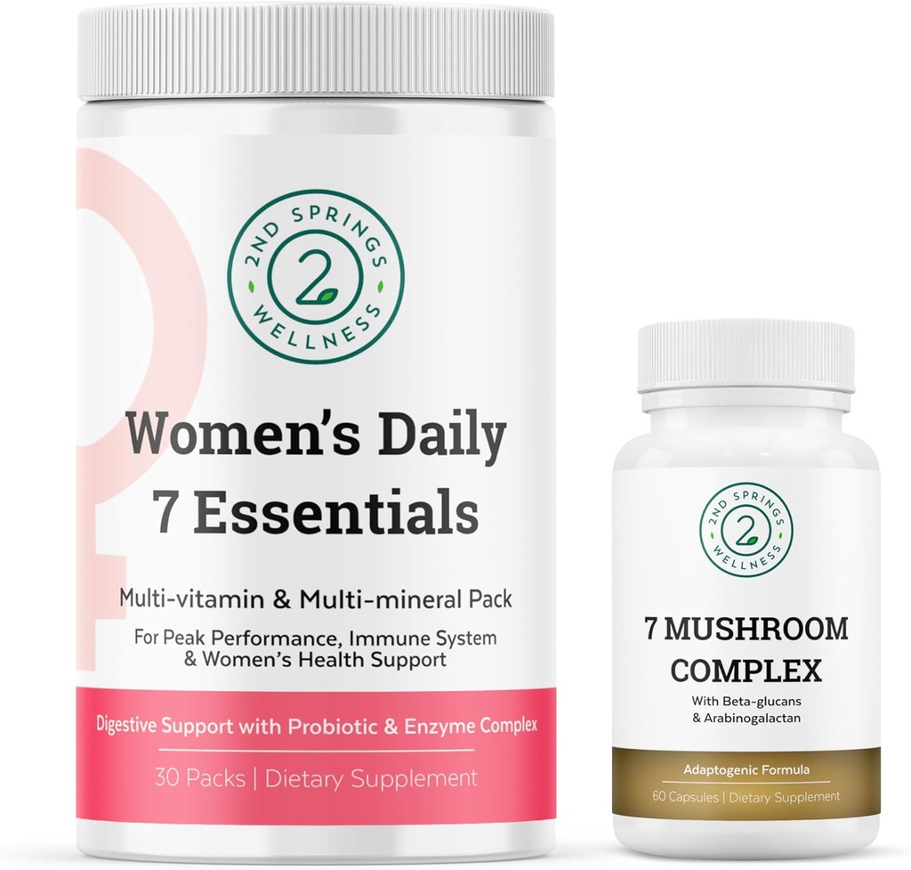 Conjunto de Vitalidade Feminina - 7 Complexo de Cogumelos & Dia das Mulheres 7 Essenciais para Bem-Estar Completo