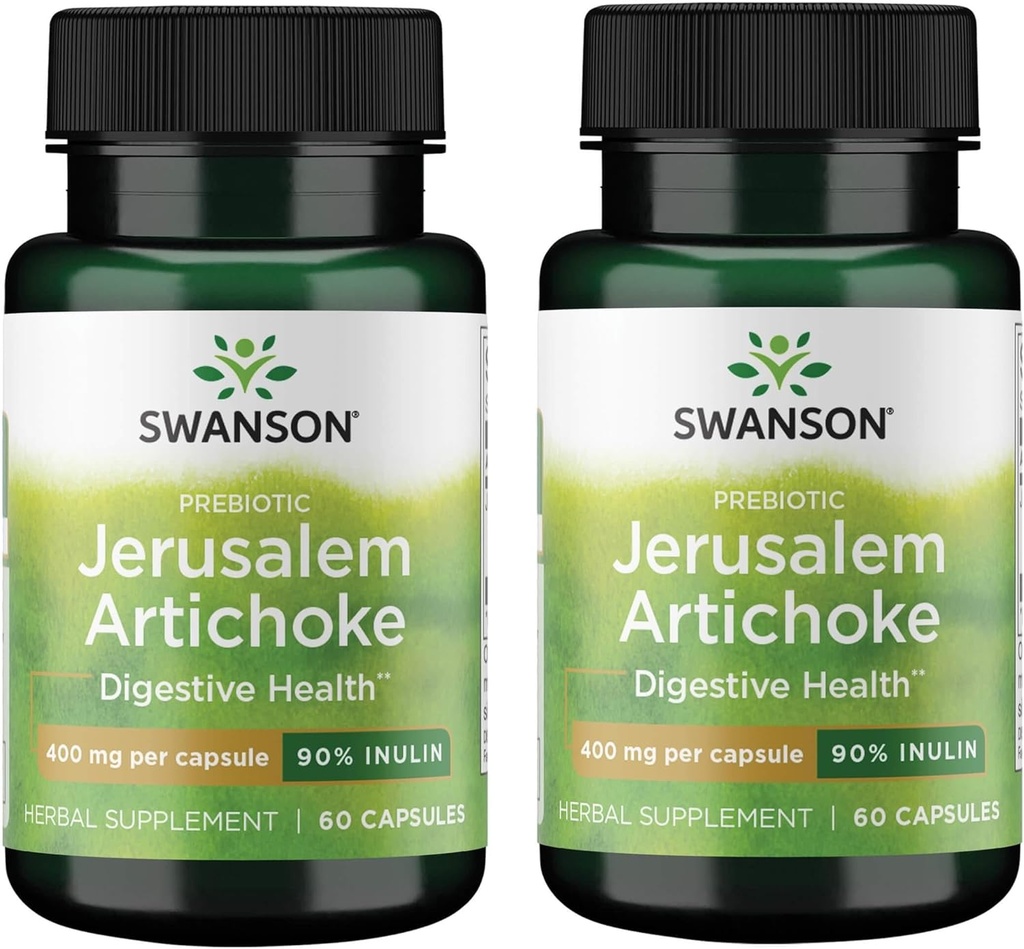 Swanson Prebiótico Jerusalém Alcachofra - 90% Inulin 400 mg 60 cápsulas (2 embalagem)