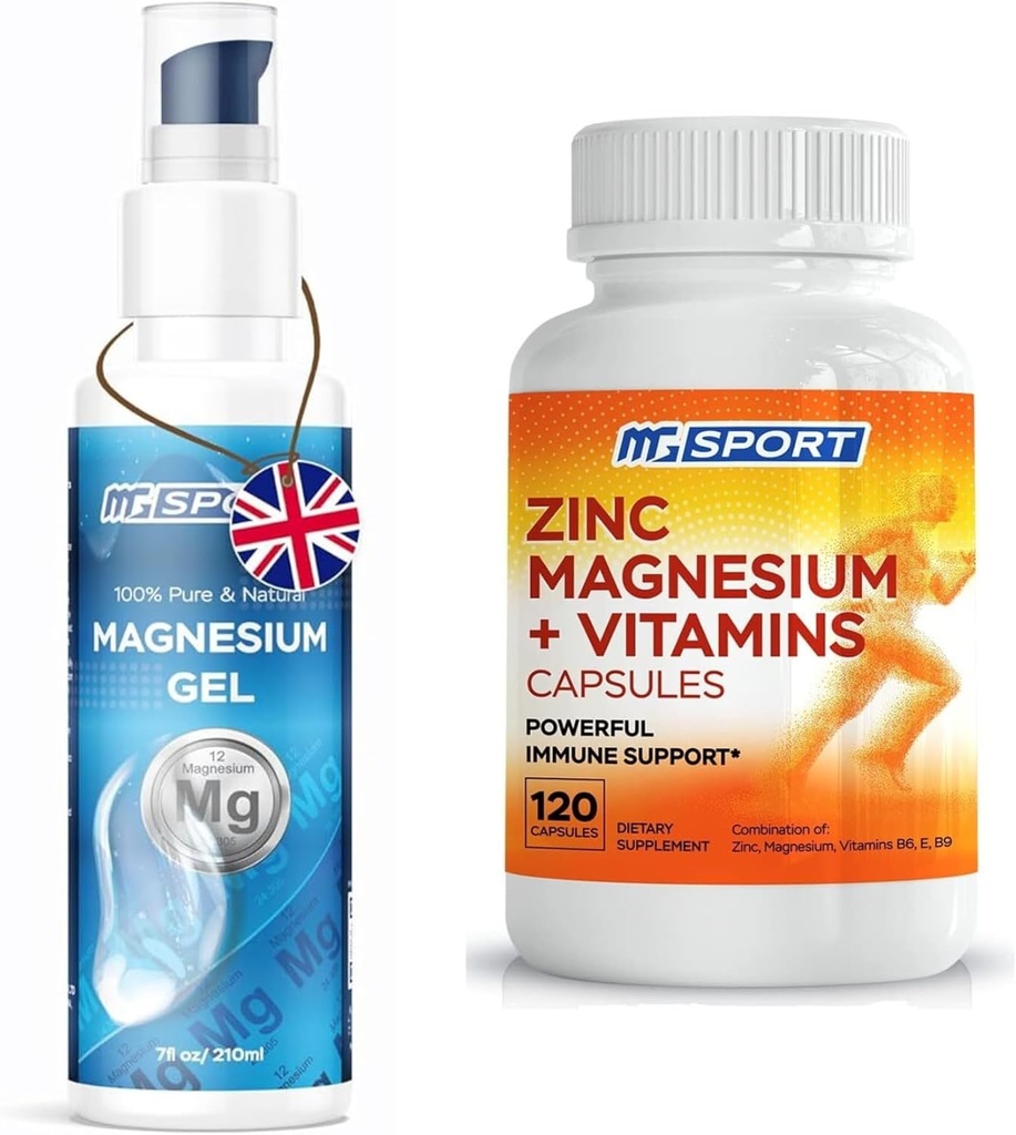 Zinco de alta absorção e pacote de magnésio para recuperação muscular - Suplemento de zinco e Gel de magnésio transdérmico para Cãis de Perna