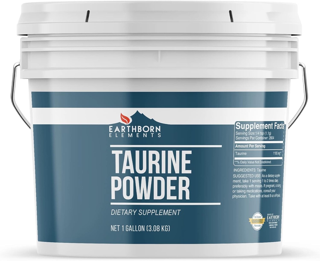 Elementos naturais Taurine pó 1 Balde de Galão, Suplemento dietético, Sem aditivos