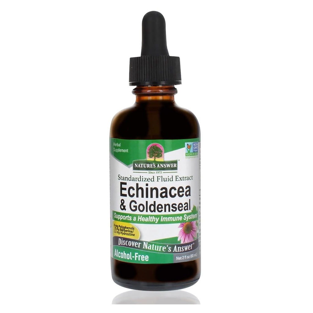 Resposta da natureza Enchinacea & Goldseal Suporta um sistema imunológico saudável □ Extrato puro super concentrado □ Livre de álcool, Sem glúten, Vegan & Kosher Certified 2 oz