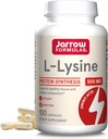 Fórmulas Jarrow L-Lysine 500 mg, Suplemento Alimentar, Ácido Amino para Síntese de Proteínas e Suporte de Tecido Saudável, 100 Cápsulas, Fornecimento de 100 dias