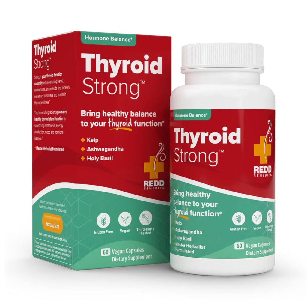 Redd Remédios, Thyroid forte, Suporta função saudável da tireóide e equilíbrio, 60 Cápsulas Vegan