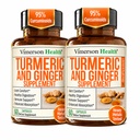Suplemento de Curcumina Turmérica com raiz de gengibre para apoio conjunto, saúde digestiva e gut - Contém Curcumina Turmérica Orgânica com Pimenta Preta (Bioperina) para Absorção Enhanced - 60 Cápsulas, 2 Embalagem