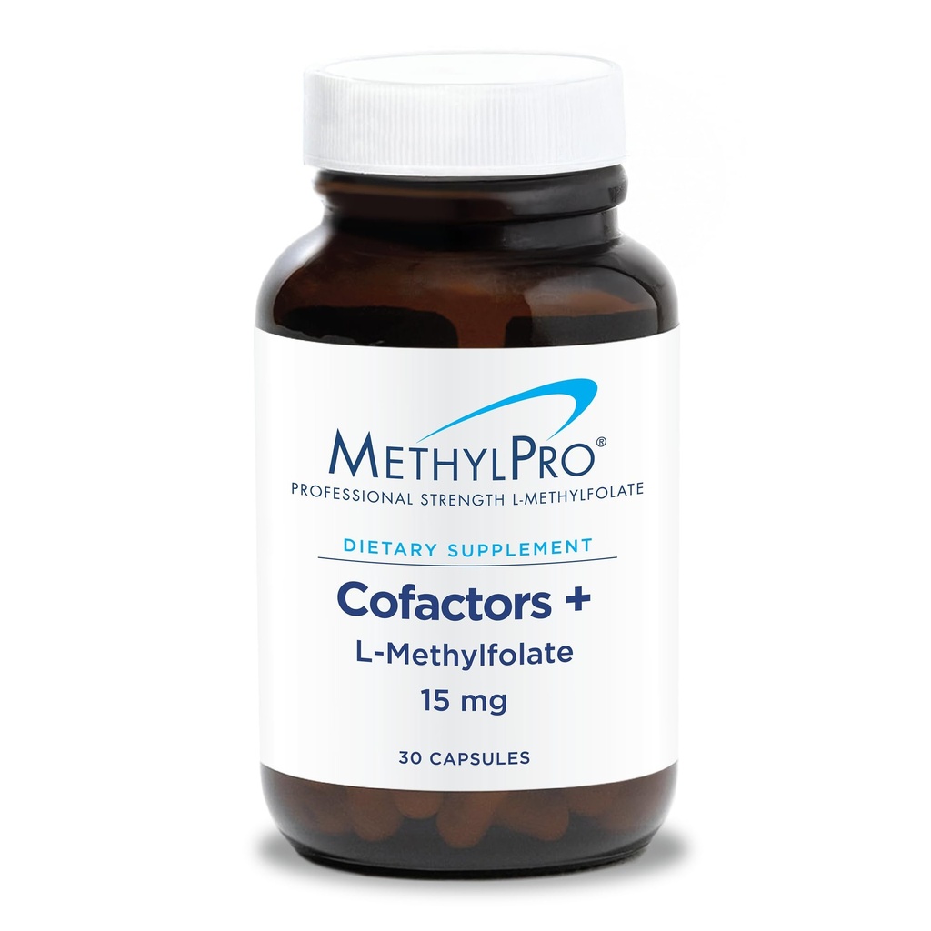 MetilPro L-Metilfolato 15 mg + Cofatores - L Suplemento de Folato de Metil para Mulheres e Homens, Vitamina Metilada B9 (5-MTHF) com B6 e B12 para Saúde Cerebral, Foco e Calmo - 30 Cápsulas (Pacote de 1)