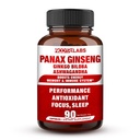 Korean Red Panax Ginseng 750mg Alta potência com Ginkgo Biloba e Ashwagandha, Boost Energia, Memória e Imune System - Pills Suplemento Focus para homens e mulheres, 90 Cápsulas Vegan