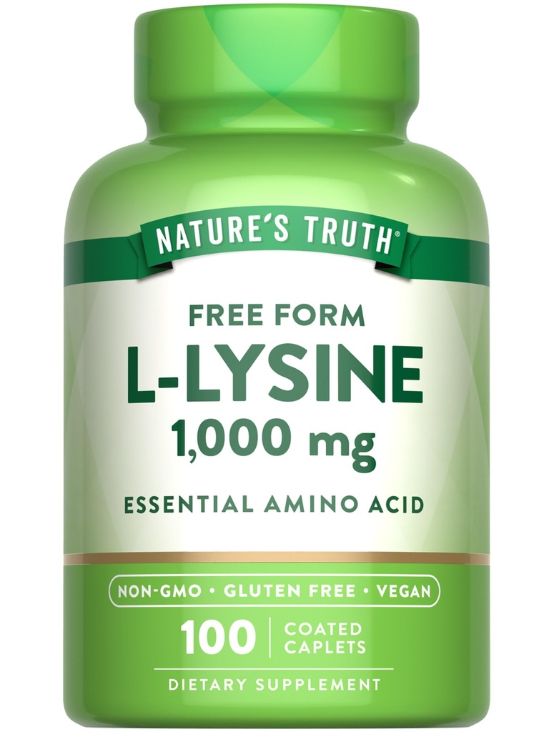 Nature's Truth L Lysina 1000mg 100 Caplets revestidos □ Essential Amino Acid Vegan, Non-GMO, & Suplemento sem glúten