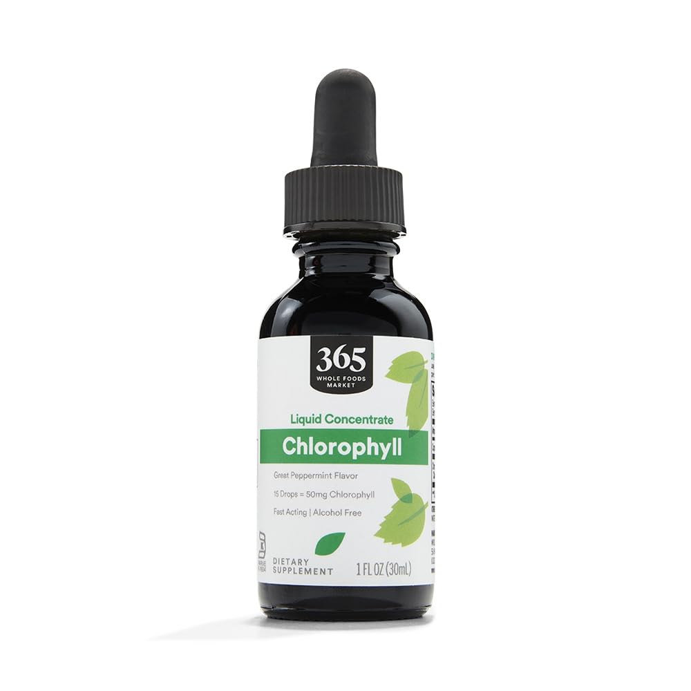 365 por mercado inteiro de alimentos, clorofila de concentrado líquido, sabor de hortelã, 1 Fl Oz