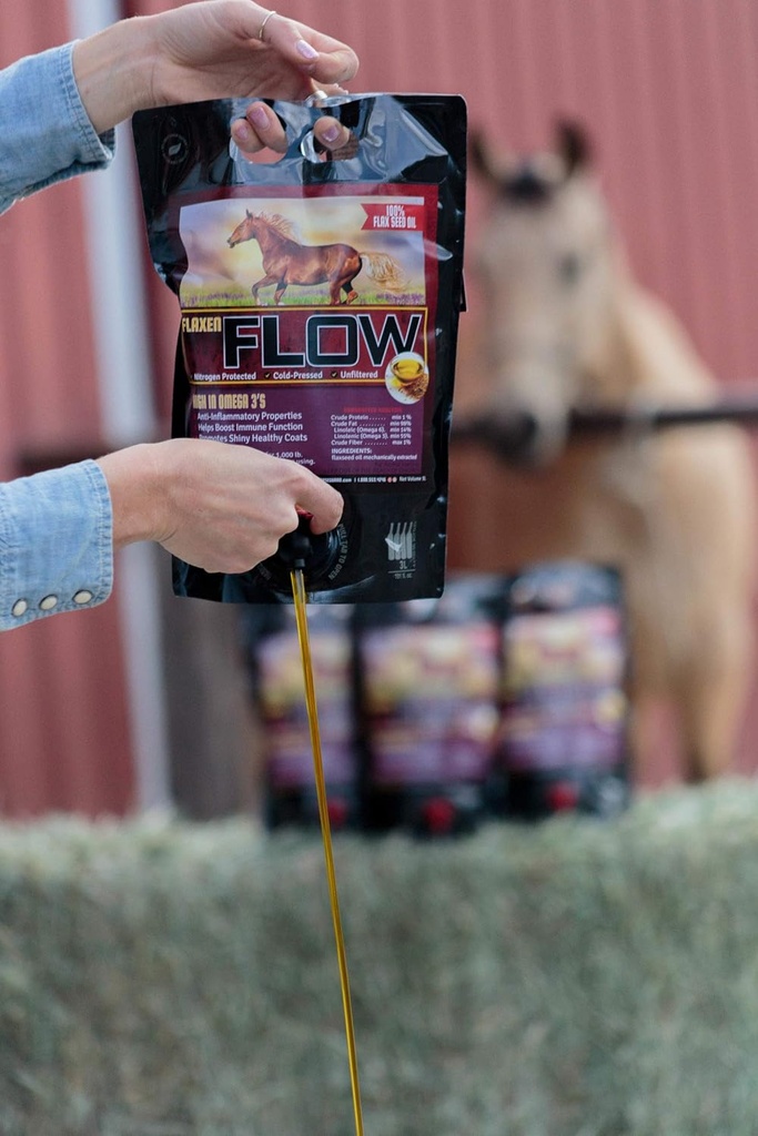 Fluxo de Linho 3 L, 100% óleo de semente de Linho para cavalos, ricos em ácidos gordos Omega-3 e Omega-6