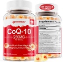 Açúcar sem CoQ10 chicletes recheados 250MG, Coenzima Q10 glycinate w/Magnesium, Niacina Sem-Flush Vitamina B3, E & Ácido Fólico, CoQ10 de alta absorção para HEA-rt, Energia Celular & Antioxidante