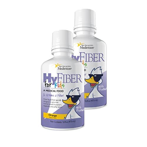Medtrition HyFiber Fibra Líquida para Crianças em apenas uma colher de sopa, suporta regularidade e fezes mais suaves, FOS Prebióticos para Gut Saúde, 6 Grams de Fibra, 32 Servings por garrafa 16 Fl Oz (Pacote de 2)