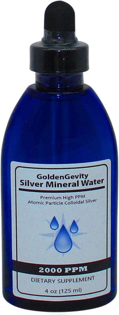 GoldenGevity 2000 PPM Colloidal Silver - 200x Mais Potente - Bioactive Atomic Size Partículas de Silver Trace Minerals