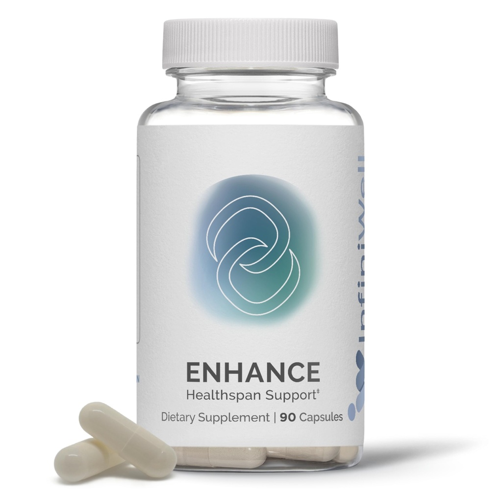 InfiniWell Enhance - Envelhecimento saudável, Suplemento de Longevidade com Trimetilglicina (TMG)- Incentivar a renovação celular e a saúde mitocondrial - Ajuda a promover o envelhecimento epigenético e saudável (90 Cápsulas)