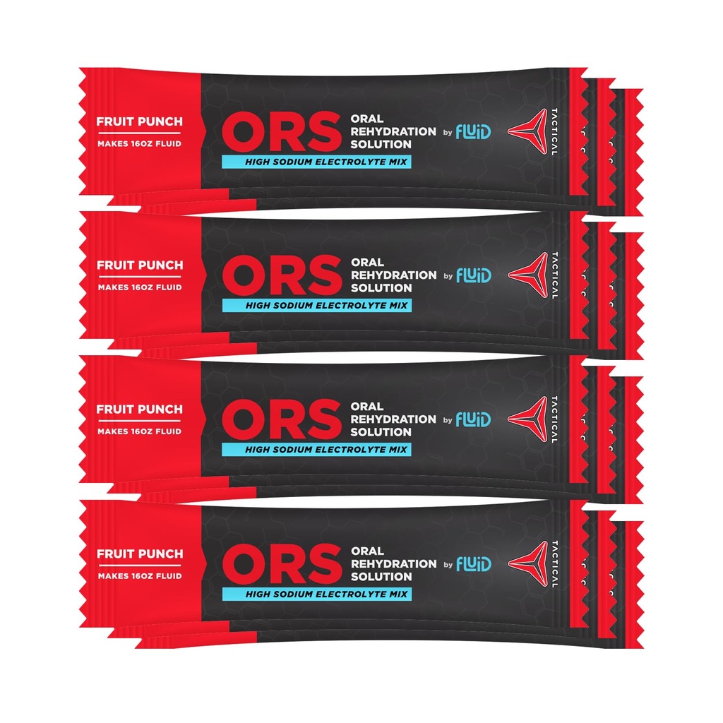 Fluid Tactical - ORS (Solução de Reidratação Oral), Recuperar mais rápido, Eletrólitos de Desidratação Extrema, 12pack (Fruit Punch)