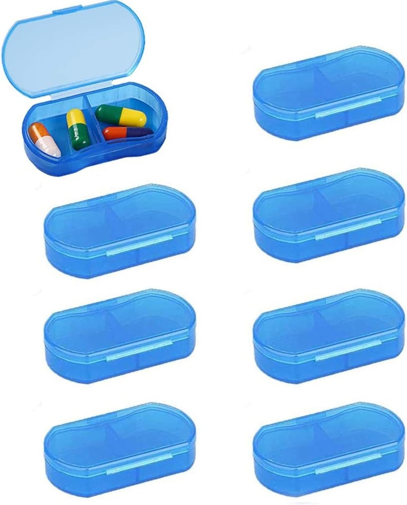 8PCS Caixa de comprimidos Organizador Pocket Pequeno Titular de comprimidos, diariamente embalagens AM & PM, Titular de Medicina, Ideal para Medicação, Vitamina, Suplemento, Perfeito para viagem, Ideal para bolsa (azul)
