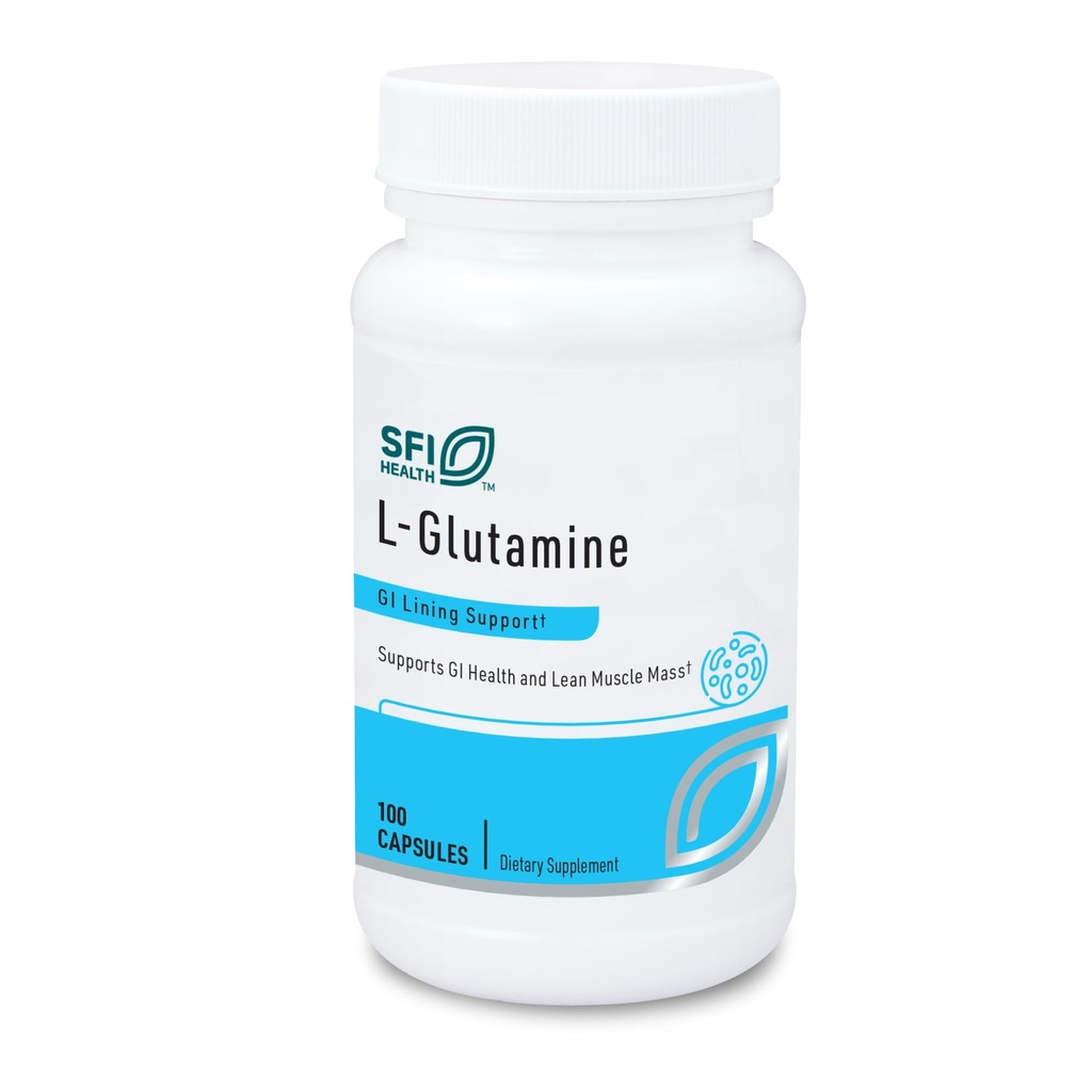 Klaire Labs SFI Health L Cápsulas de Glutamina - 500 miligramas Suplemento de Aminoácidos Hipoalergénicos - Suporta Muscle & GI Function - Dairy Free & Gluten Free (100 cápsulas)