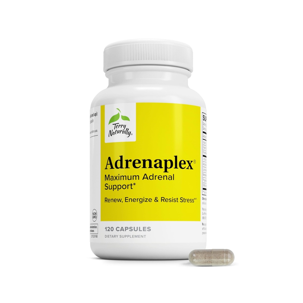 Terry Naturalmente Adrenaplex - Adrenal Gland Function Supplement - Suporte Glandular com Vitaminas C & B6 - Suplemento dietético para apoiar Função Adrenal Saudável - 120 Cápsulas