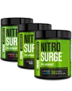 Fábrica Jacked NITROSURGE Pre Treino Suplemento - Energia sem fim, Ganhos de força instantâneos, Foco claro, Bomba Intense □ Limeade de cereja, Framboesa Azul, Branco Ártico (90 Servings)