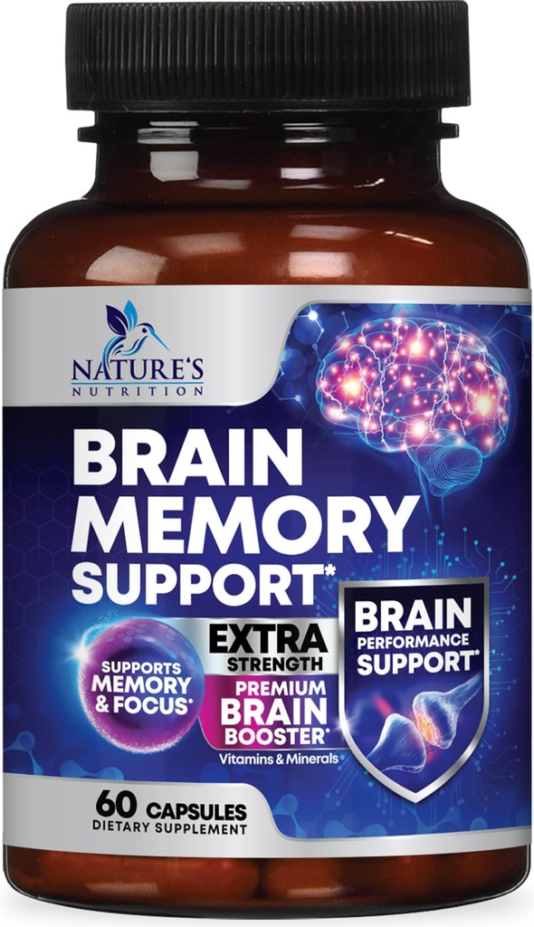 Pills Suplemento de Memória Cérebro - Nootrópicos de Força 3X para Concentração, Clareza e Apoio ao Foco - Saúde do Cérebro Vitaminas Cognitivas com Bacopa, Fosfatidilserina e DMAE, Brain Booster - 60 Cápsulas