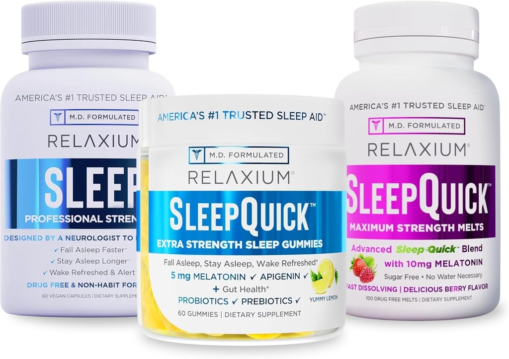 Descanso de Relaxamento (60 Cápsula+ Dormir Derretimentos Rápidos + Gummies (Família Pack Sleep Bundle)