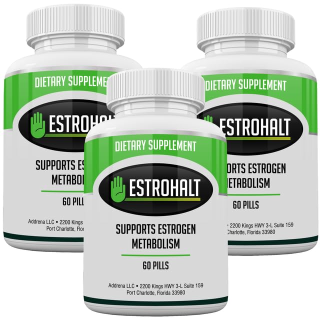 Estro-Halt 3 Pack 180 Comprimidos- Suplemento DIM (Diindolilmetano) e Indole-3-Carbinol (I3C) Melhor Bloqueador de Estrogénios para Mulheres e Homens