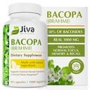Jiva Botanicals Bacopa Monnieri Supplement Pure 1000mg per Serving - Alta Potência Bacopa Monnieri (Brahmi) & Extract for Normal Brain, Focus, & Memory Support - Ayurvedic Herbs - 60 Cápsulas