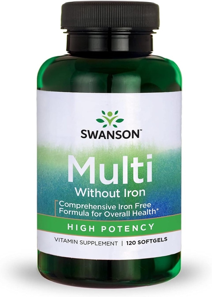 Swanson Multi Sem Ferro Multivitamínico Suplemento Saúde Fórmula 120 Softgels