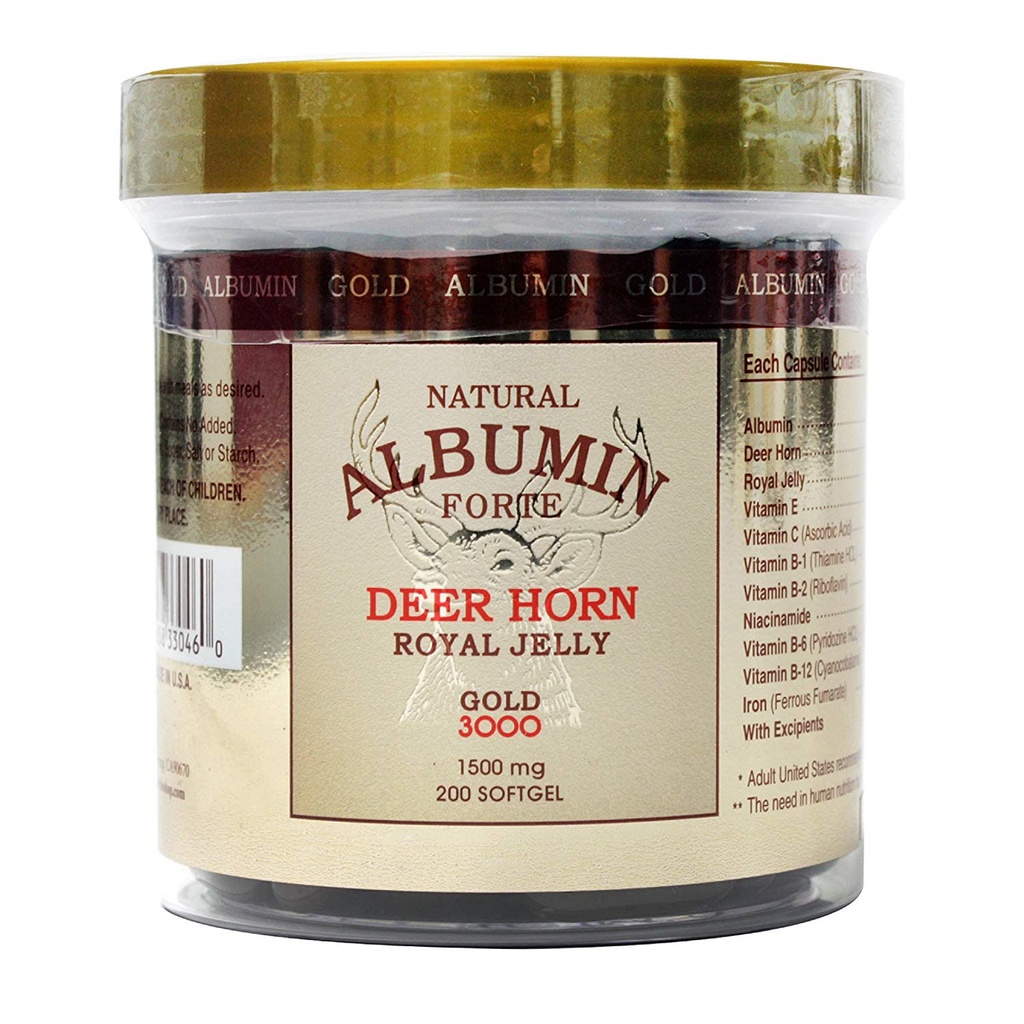 Albumina Natural Forte Cervo Horn Royal Jelly - 1500mg/200 Softgel