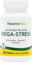 Natures Plus Mega Complex, versão mantida - 30 Comprimidos Vegetarianos - B Complexo, Suplemento de vitamina C, Camomila e Ervas - sem glúten - 30 Servimentos