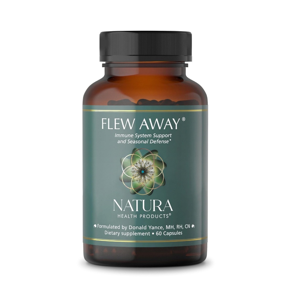 Natura Health Products Flew Away Supplement - Imune System Support & Sazonal Defense - Com Ginger, Elderberry, Própolis e Eucalyptus (60 Cápsulas)
