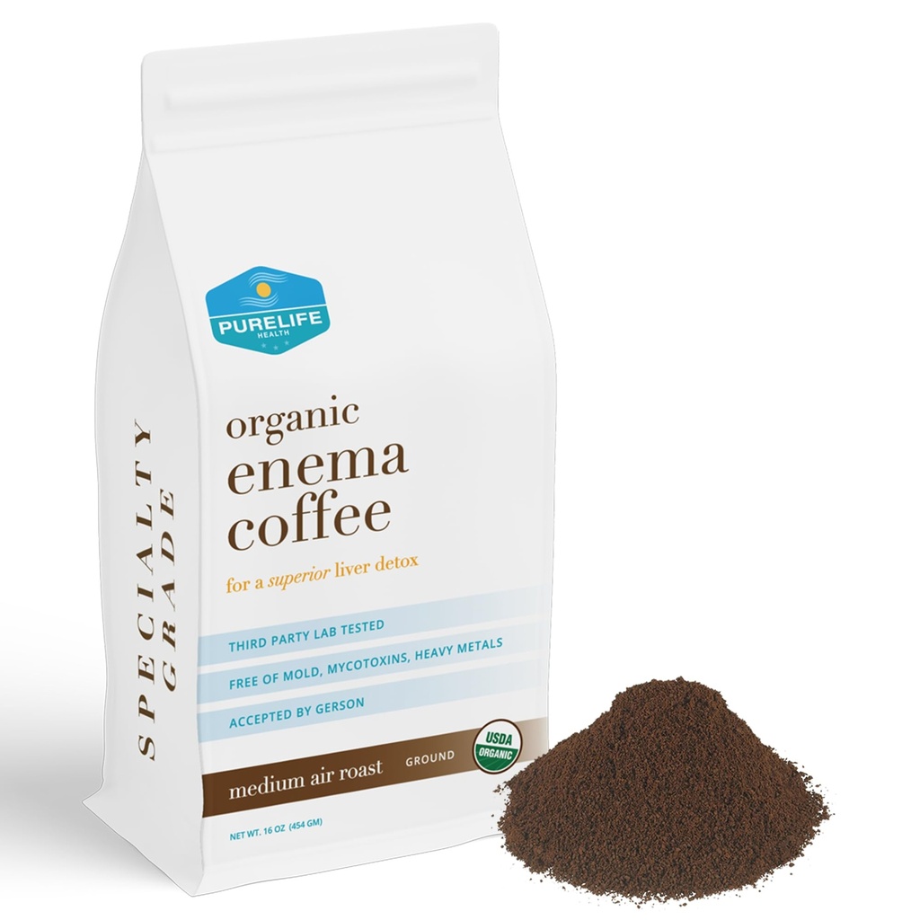 PureLife Enema Café- 1 Lb - Gerson Orgânico Específico - Terreno - Molde e Fungos Livre - Ar assado médio / Fresco- americano enviado Propriedade e operado desde 2012