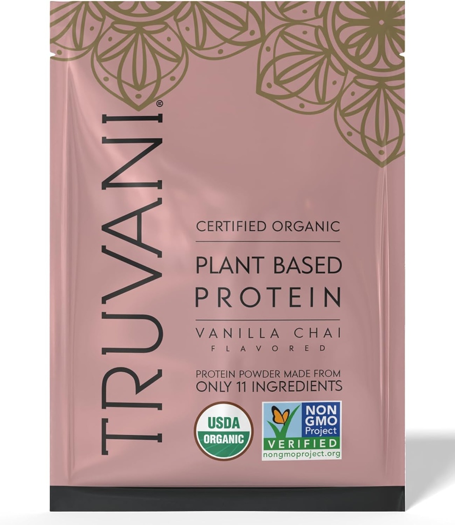 Truvani Vegan proteína de ervilha em pó de Vanilla Chai 20g orgânica planta baseada em proteína 1 Servindo . Keto . . Gluten & Dairy Free .
