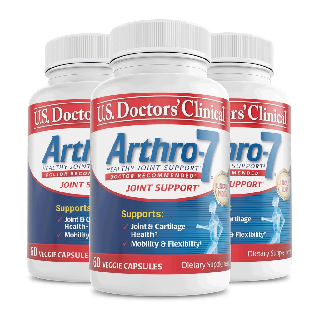 Clinical Arthro-7 - Complexo de Apoio Conjunto Clinicamente Provado com Açafrão, Colágeno, Bromelaína para Flexibilidade, Mobilidade e Cartilagem Forte - 180 Cápsulas(3 Garrafas) - Fornecimento de 45/90 dias