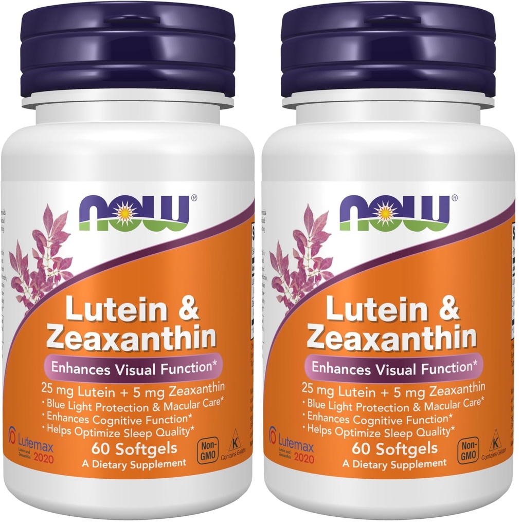 Now Supplements, Lutein & Zeaxanthin com 25 mg de Lutein e 5 mg de Zeaxanthin, 60 Softgels (Pack of 2)