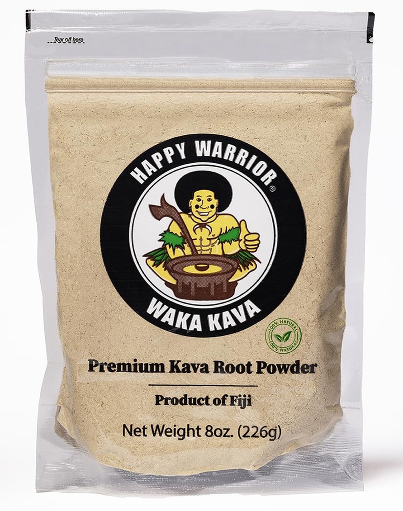 Happy Warrior Kava Powder - Premium Noble Waka Kava de Fiji - 8 onças