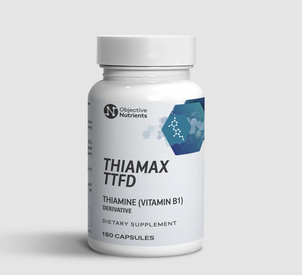 Thiamax Vitamina B1 (Thiamine TTFD), o original, sem enchimento tóxico, suporta o metabolismo de energia, alta dose, teste de terceiros, todos os ingredientes ativos 100mg, 180 contagem