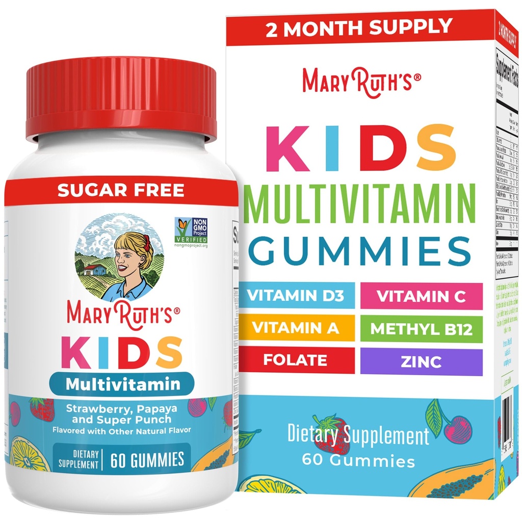 MaryRuth Orgânicos Crianças Vitaminas ; Multi Açúcar Livre 2 Mês de Abastecimento ; Crianças Gummies Multivitamina para Idades 2+              .