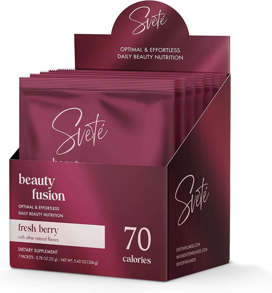 Pó de Colágeno Hidrolisado para Mulheres Multi beleza Superalimento com Ácido Hialurônico, Biotina, Vitamina C, Zinco, Probióticos, CoQ10 proteína Keto, Berry Sabor (7 pacotes de serviço único) por Svete