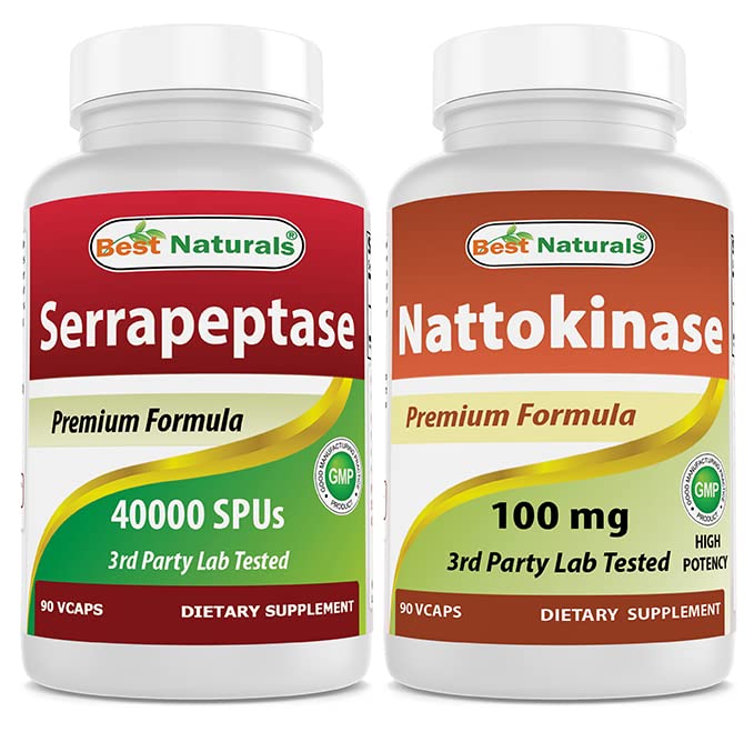 Melhores Naturals Serrapeptase 40000 SPUs & Nattokinase 100 Mg