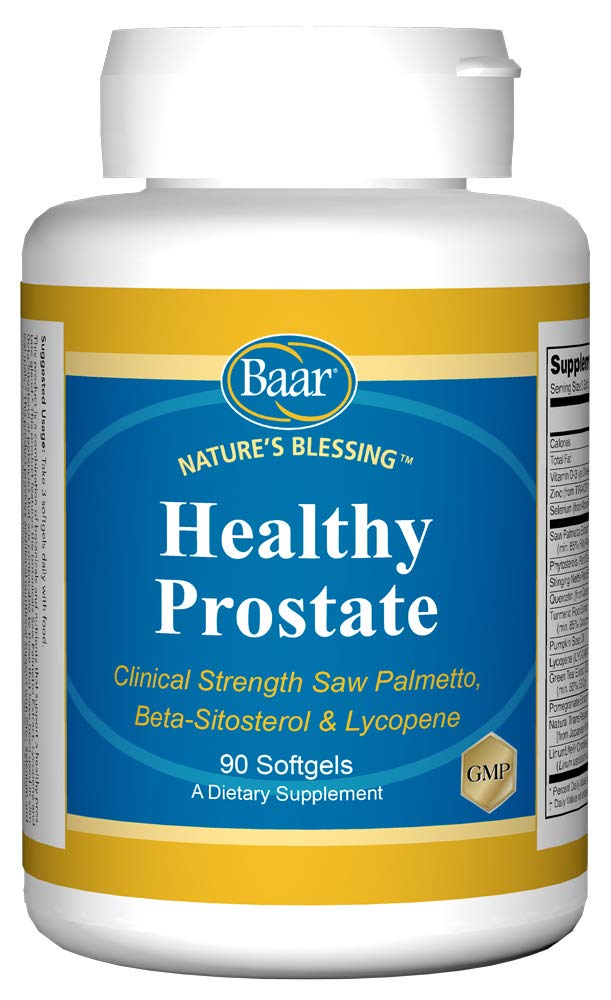 Baar Bênção natureza saudável próstata Softgels, força clínica serra Palmetto, Beta-Sitosterol & Licopeno, 90 Softgels