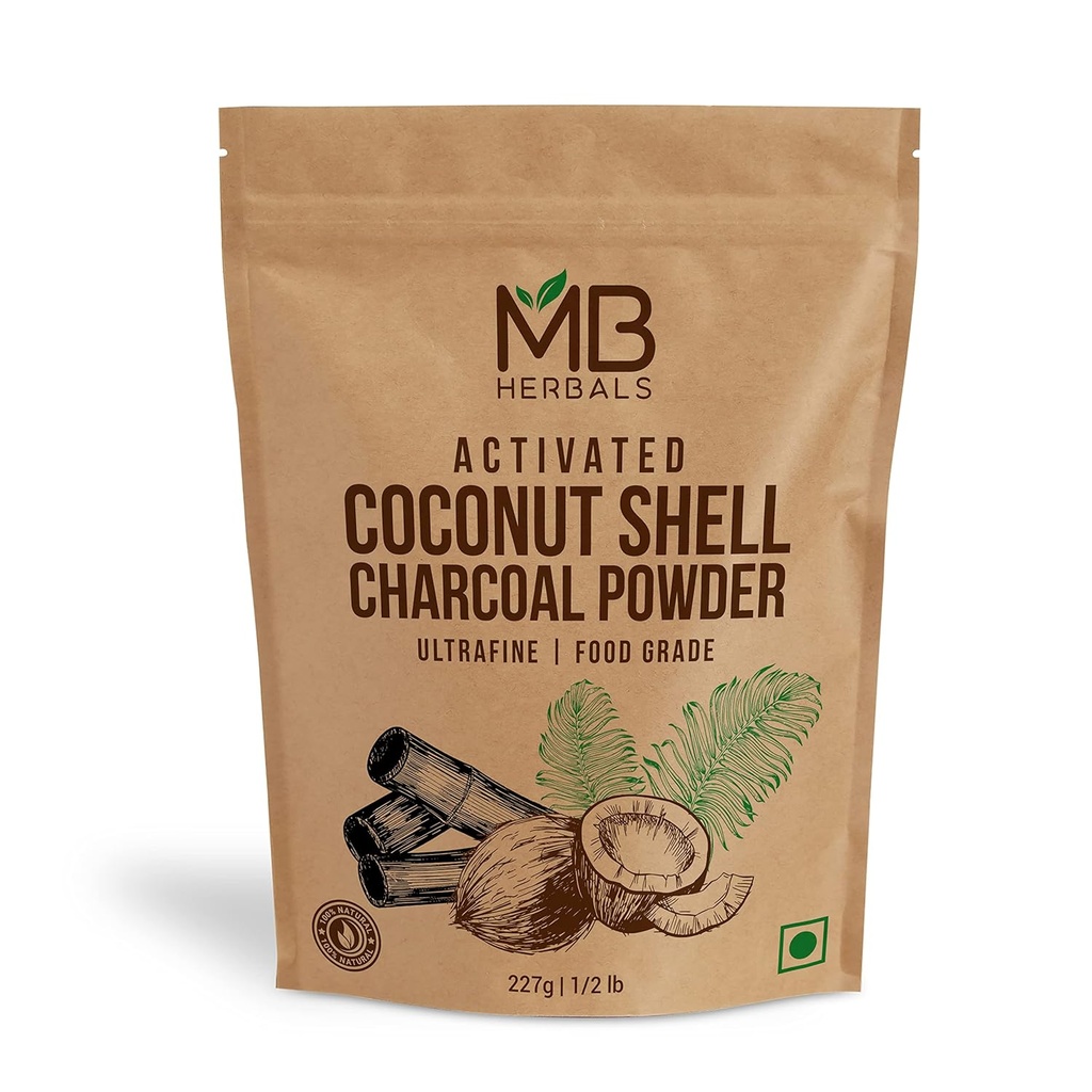 MB Ervas Ativadas Pó de Carvão de Concha de Coco 227 onças (227 Gram / 0,5 LB)
