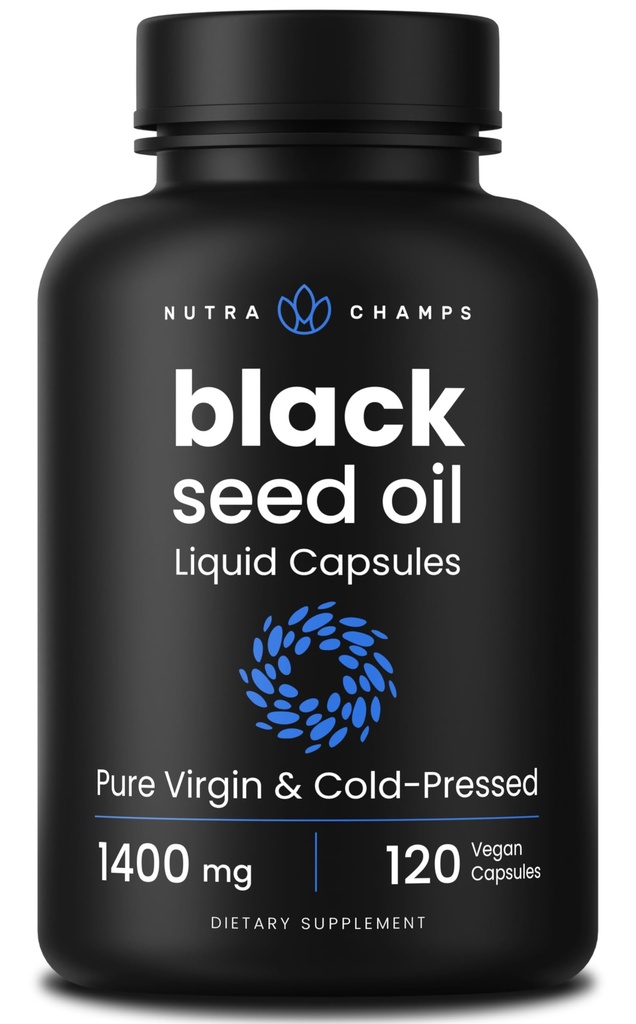 NutraChamps Black Seed Oil Orgânico Frio Pressionado □ 120 Vegan Softgel □ Virgin Nigella Sativa Pills com Vitamina E & Thymoquinone