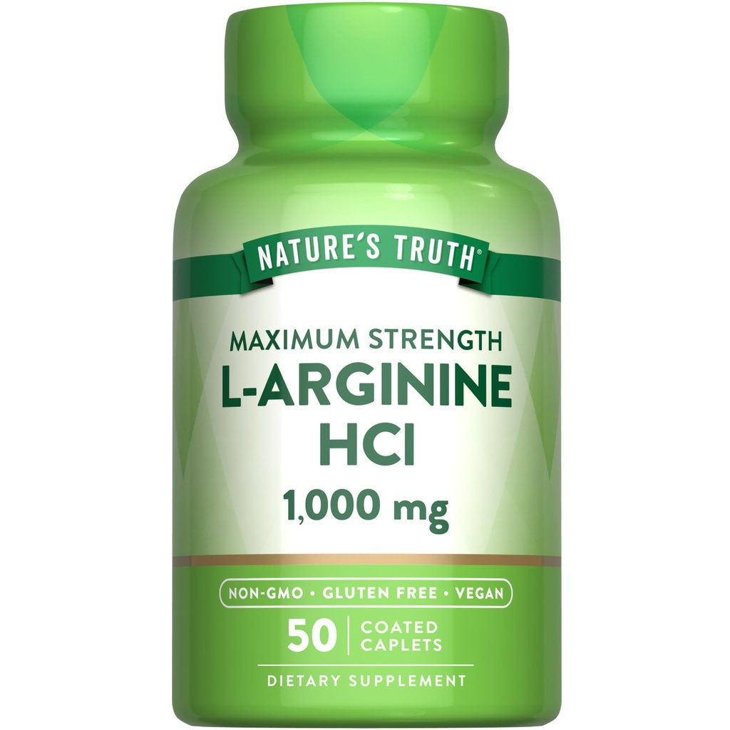 Verdade da natureza L-Arginina HCL 1000mg □ 50 Caplets □ Essential Amino Acid Supplement □ Vegan, Non-GMO & Gluten Free Supplement