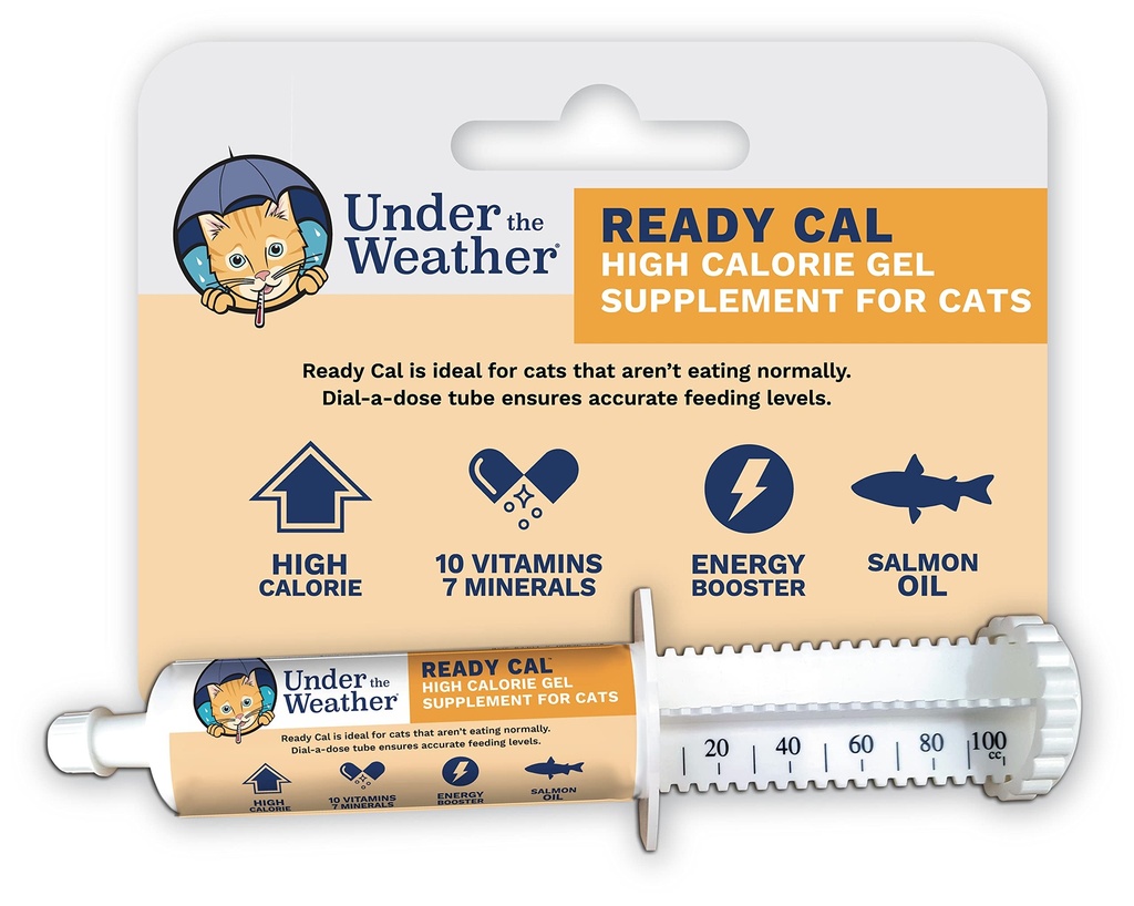 Sob o tempo animal de estimação pronto Cal para gatos 100cc , suplemento de alta calorias , ganho de peso do gato e aumento de alta calorias , 10 vitaminas, 7 minerais e ácidos gordos Omega (para gatos 100cc)