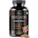 Fórmula avançada de ácido úrico – Rim, Fígado, Vístula biliar, Limpeza de trato urinário com cranberry, Chanca Piedra, Cereja Tart, Cardo de Leite e Bromelaína 60 Cápsulas