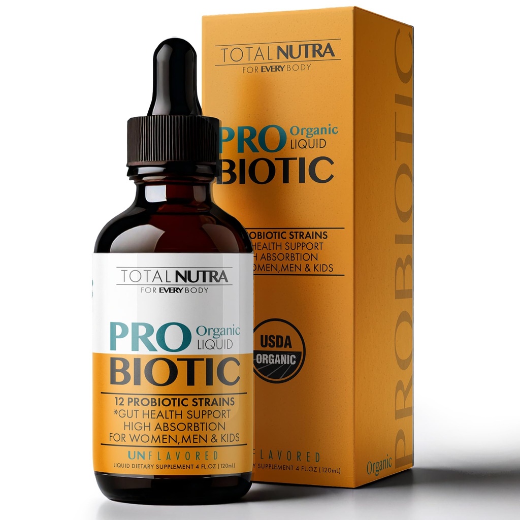 Probiótico líquido para as mulheres, Homens, Crianças, Criança Probiótico: USDA Probióticos orgânicos, Vegan Probiótico Liquid & Alfalfa Mistura + Acidophilus para Gut Saúde, Leite Glúten Açúcar Livre, Probióticos orais não-GMO