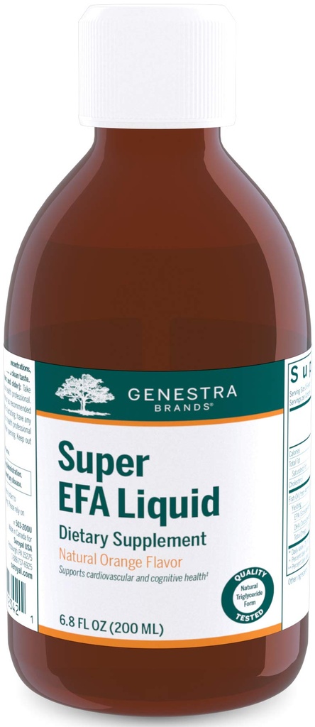 Genestra Brands Super EFA Liquid apoia a saúde cardiovascular, e o desenvolvimento do cérebro, olhos e nervos em crianças*