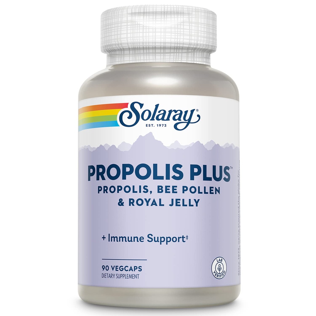 SOLARAY Propolis Plus Suporte do sistema imunológico saudável com própolis, pólen de abelha e geléia real